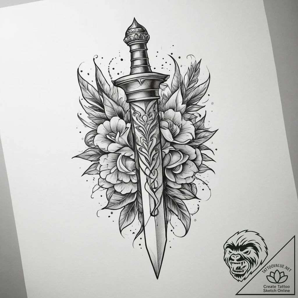 Tattoo sketch dagger, tattoo sketch design, s... - tattoo sketch (№1759774182_0, 06.10.2025 18:09) — tattoovalue.net