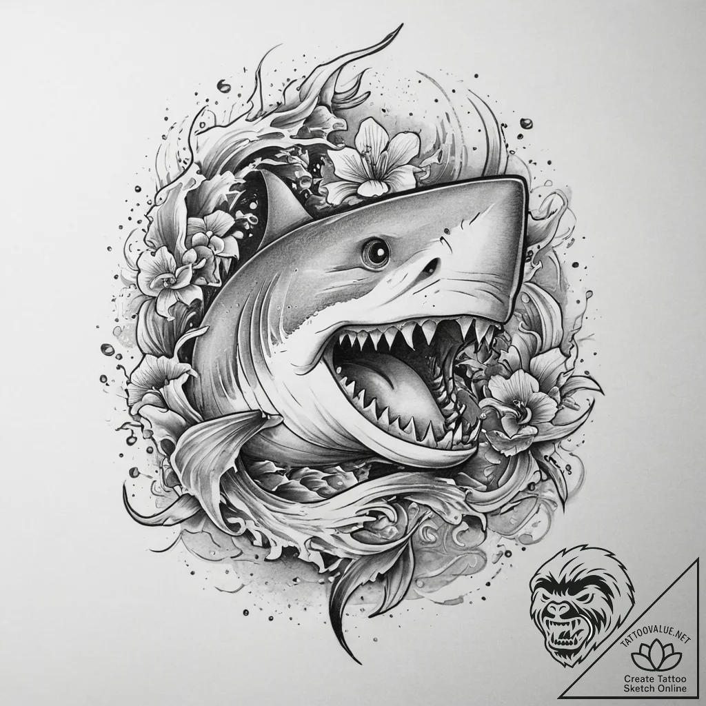 Tattoo sketch puns a shark that says "i'm a s... - tattoo sketch (№1759775493_0, 06.10.2025 18:31) — tattoovalue.net