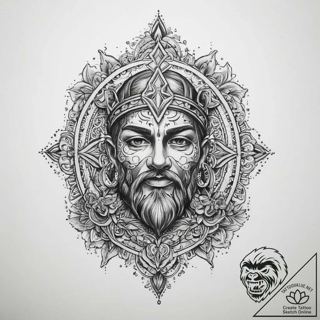 Tattoo sketch blessed narrative - tattoo sketch (№1759775712_0, 06.10.2025 18:35) — tattoovalue.net