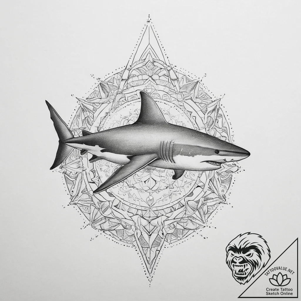 Tattoo sketch whitetip shark, ink illustratio... - tattoo sketch (№1759775931_0, 06.10.2025 18:38) — tattoovalue.net