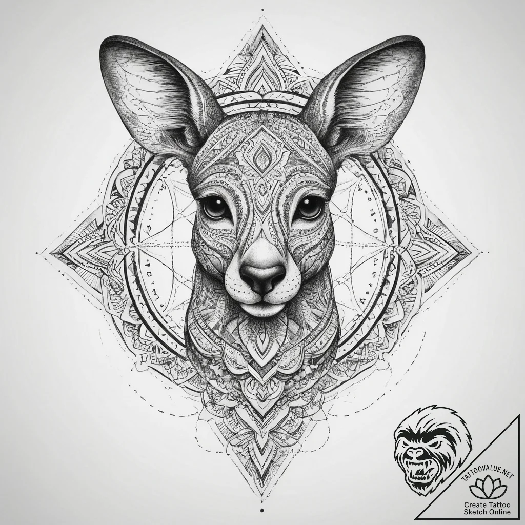 Tattoo sketch kangaroo, artistic tattoo sketc... - tattoo sketch (№1759777015_0, 06.10.2025 18:56) — tattoovalue.net