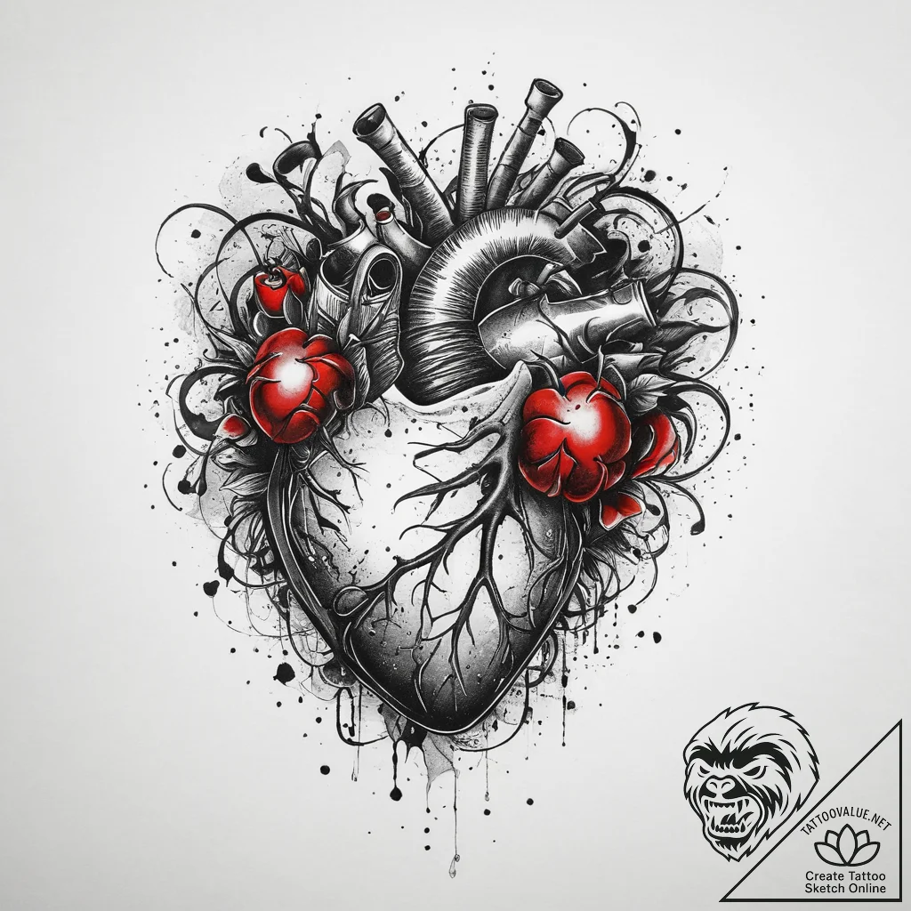 Tattoo sketch heart, artistic tattoo sketch,... - tattoo sketch (№1759777449_0, 06.10.2025 19:04) — tattoovalue.net