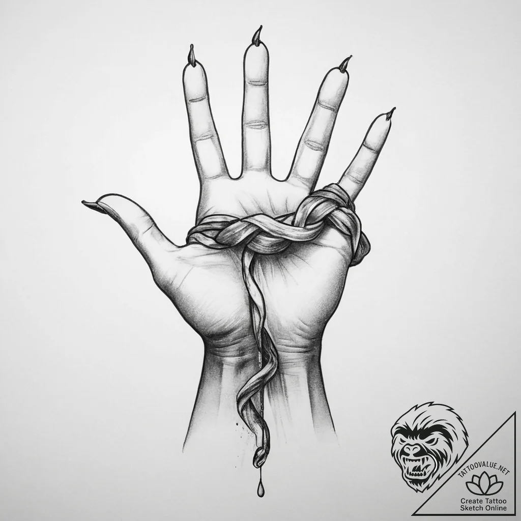 Tattoo sketch hands with a knot, tattoo line... - tattoo sketch (№1759777885_0, 06.10.2025 19:11) — tattoovalue.net