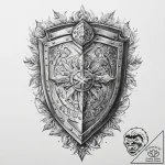Tattoo sketch dobrynya nikitich with a shield – tattoo sketch (№1759778535_0, 06.10.2025 19:22) — tattoovalue.net