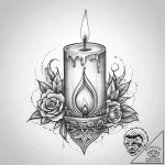 Tattoo sketch lit candle in a holder – tattoo sketch (№1759780063_0, 06.10.2025 19:47) — tattoovalue.net
