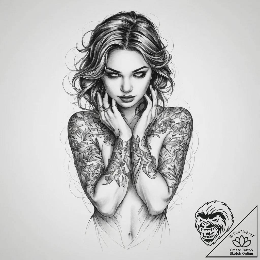 эротика, concept art for tattoo, sketch tatto... - tattoo sketch (№1759780714_0, 06.10.2025 19:58) — tattoovalue.net