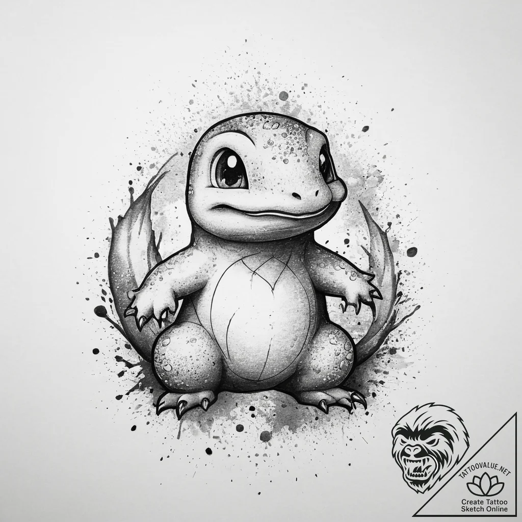 Tattoo sketch pokemon charmander, ink illustr... - tattoo sketch (№1759780932_0, 06.10.2025 20:02) — tattoovalue.net