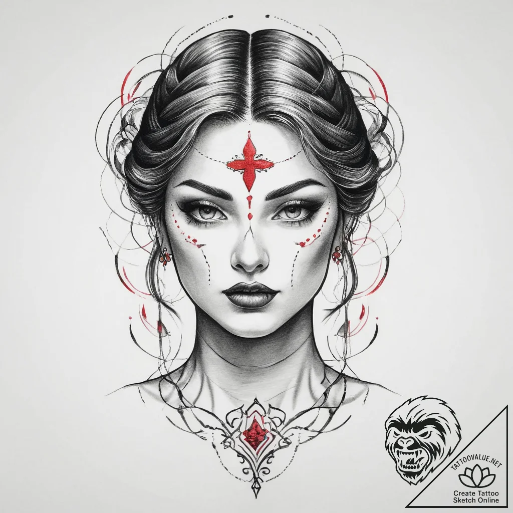 Tattoo sketch divine portrayal, concept art f... - tattoo sketch (№1759781798_0, 06.10.2025 20:16) — tattoovalue.net