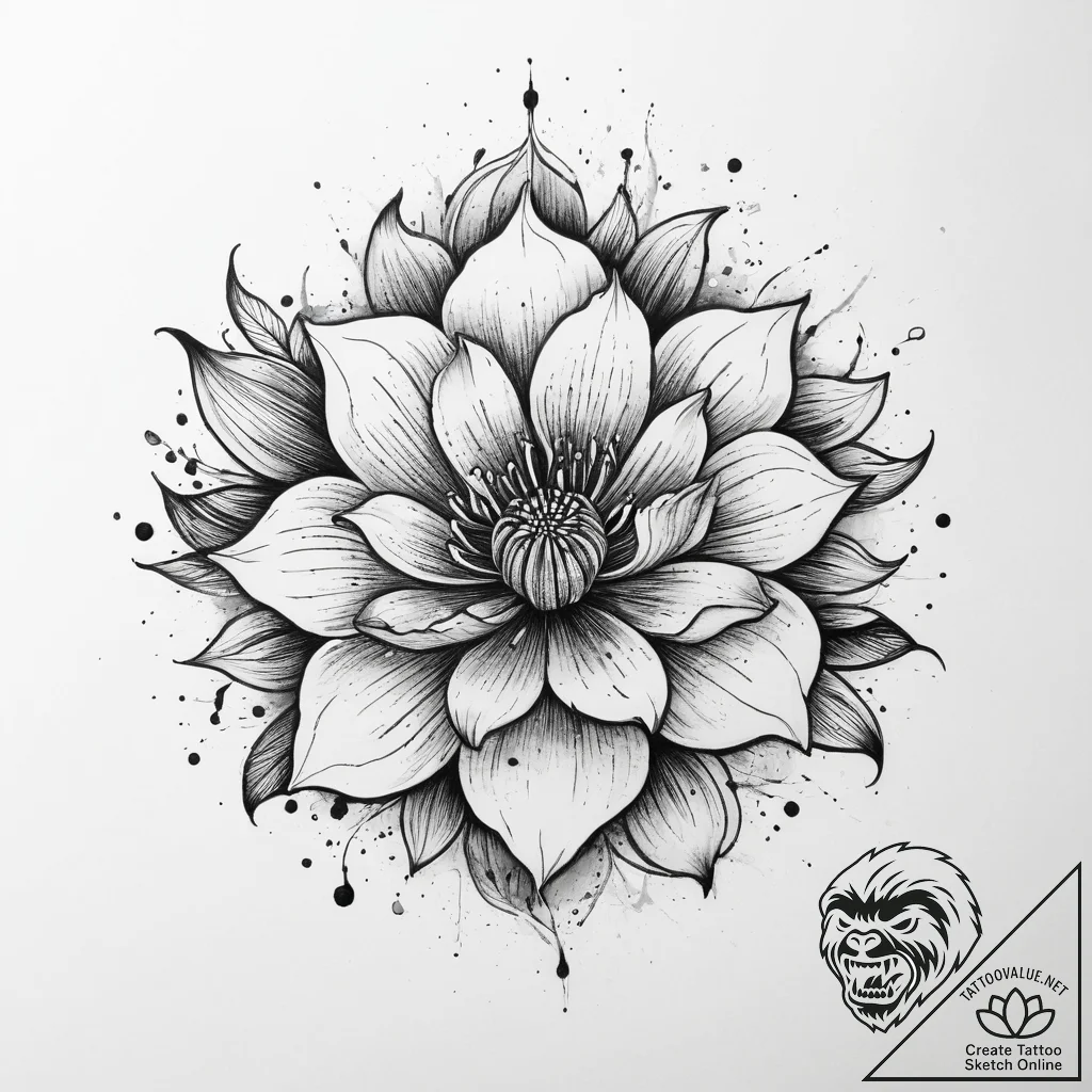 Tattoo sketch mystical flower, tattoo line ar... - tattoo sketch (№1759782023_0, 06.10.2025 20:20) — tattoovalue.net