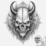 Tattoo sketch demon with a pitchfork, tattoo… – tattoo sketch (№1759783126_0, 06.10.2025 20:38) — tattoovalue.net