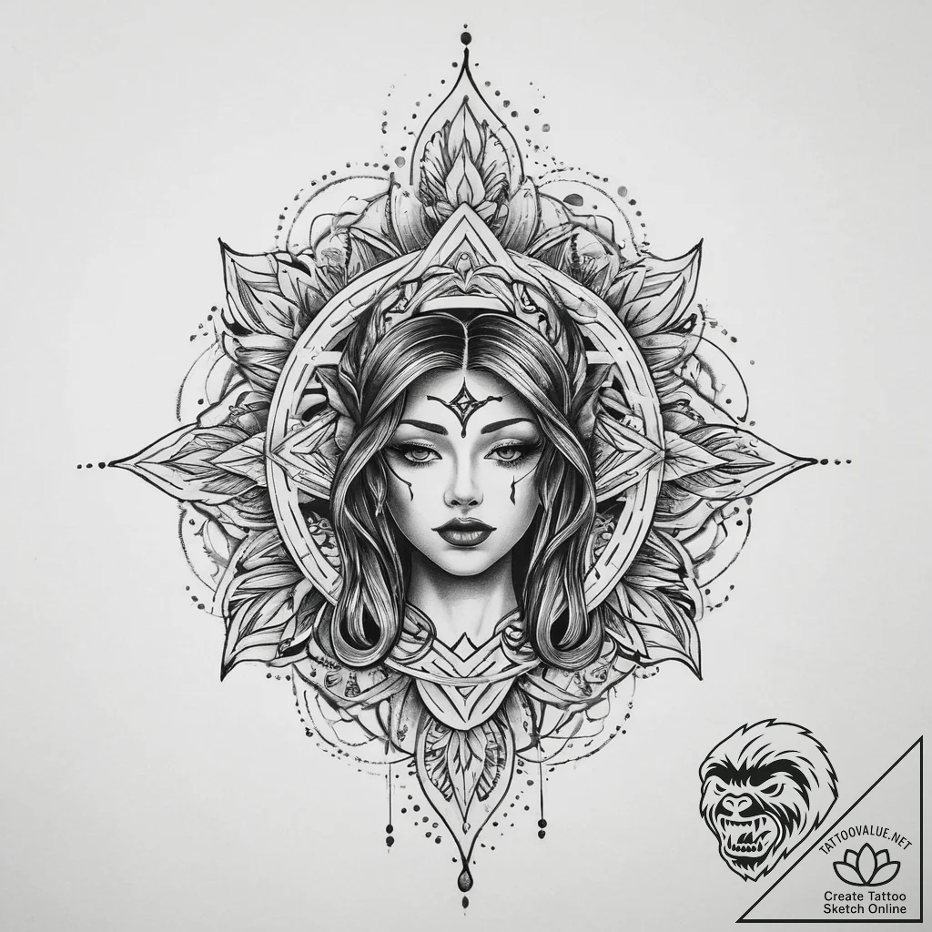 Tattoo sketch blessed spirit, tattoo flash sh... - tattoo sketch (№1759784210_0, 06.10.2025 20:56) — tattoovalue.net