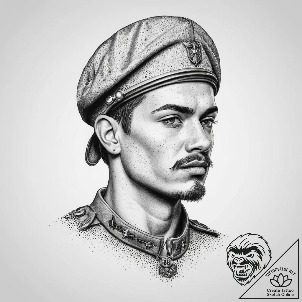 Tattoo sketch soldier with a rebel, tattoo li... - tattoo sketch (№1759784857_0, 06.10.2025 21:07) — tattoovalue.net