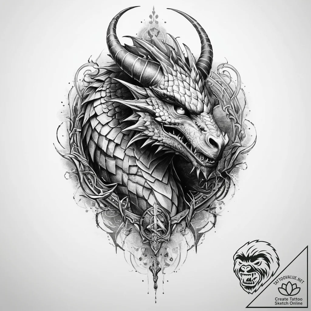 Tattoo sketch dragonborn scales - tattoo sketch (№1759787052_0, 06.10.2025 21:44) — tattoovalue.net