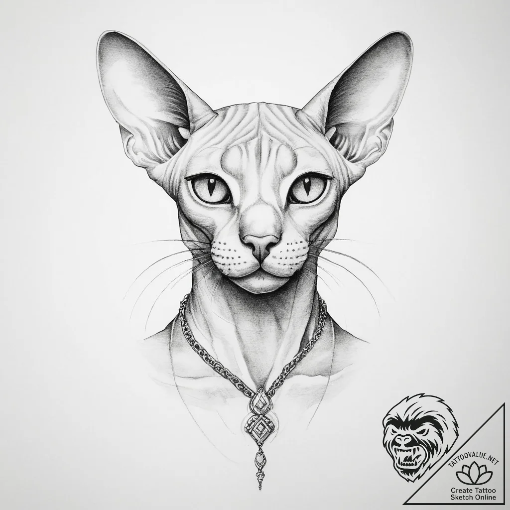 Tattoo sketch sphinx cat - tattoo sketch (№1759787703_0, 06.10.2025 21:55) — tattoovalue.net