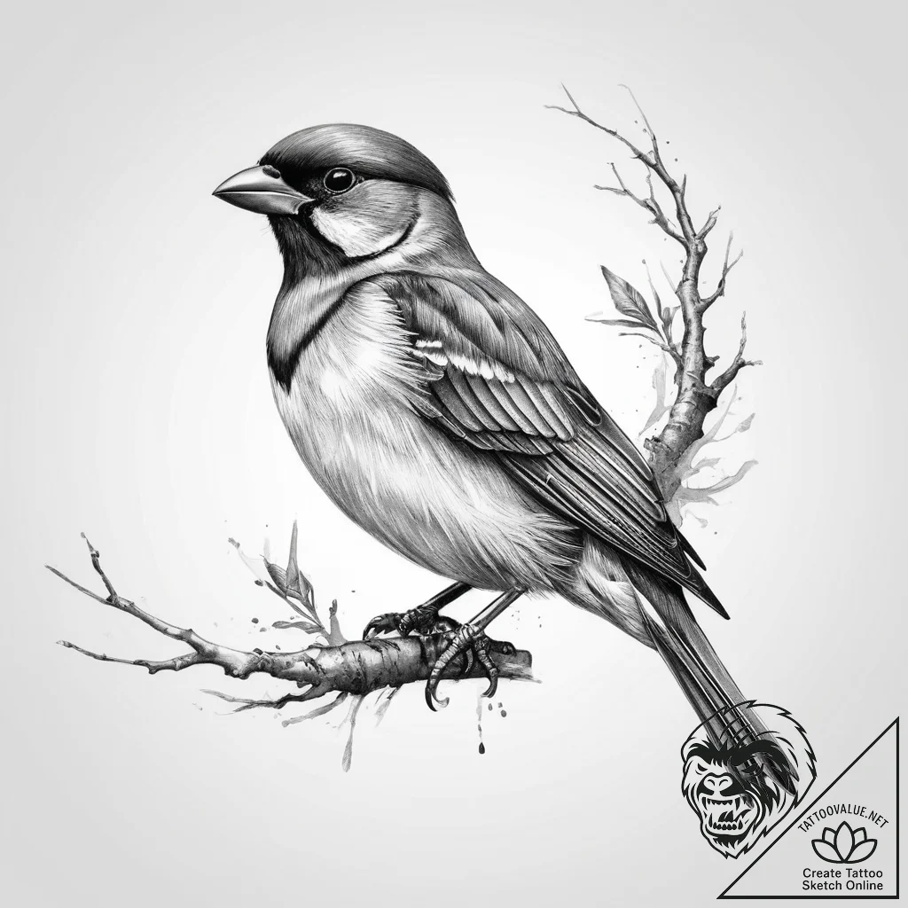 Tattoo sketch sparrow - tattoo sketch (№1759788570_0, 06.10.2025 22:09) — tattoovalue.net