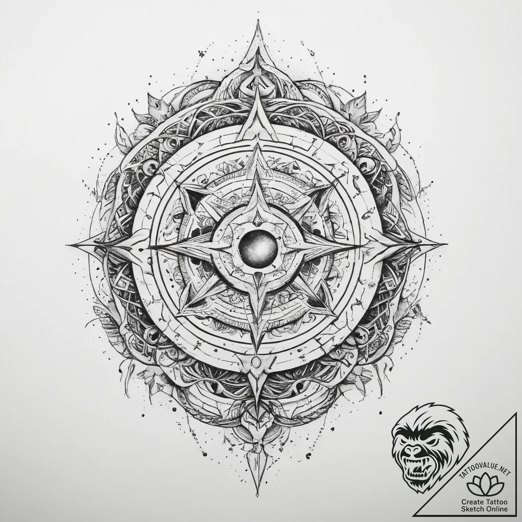 Tattoo sketch cosmic creation - tattoo sketch (№1759790531_0, 06.10.2025 22:42) — tattoovalue.net