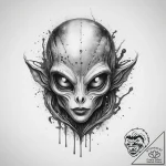 Tattoo sketch alien head tattoo, ink illustra… – tattoo sketch (№1759790975_0, 06.10.2025 22:49) — tattoovalue.net
