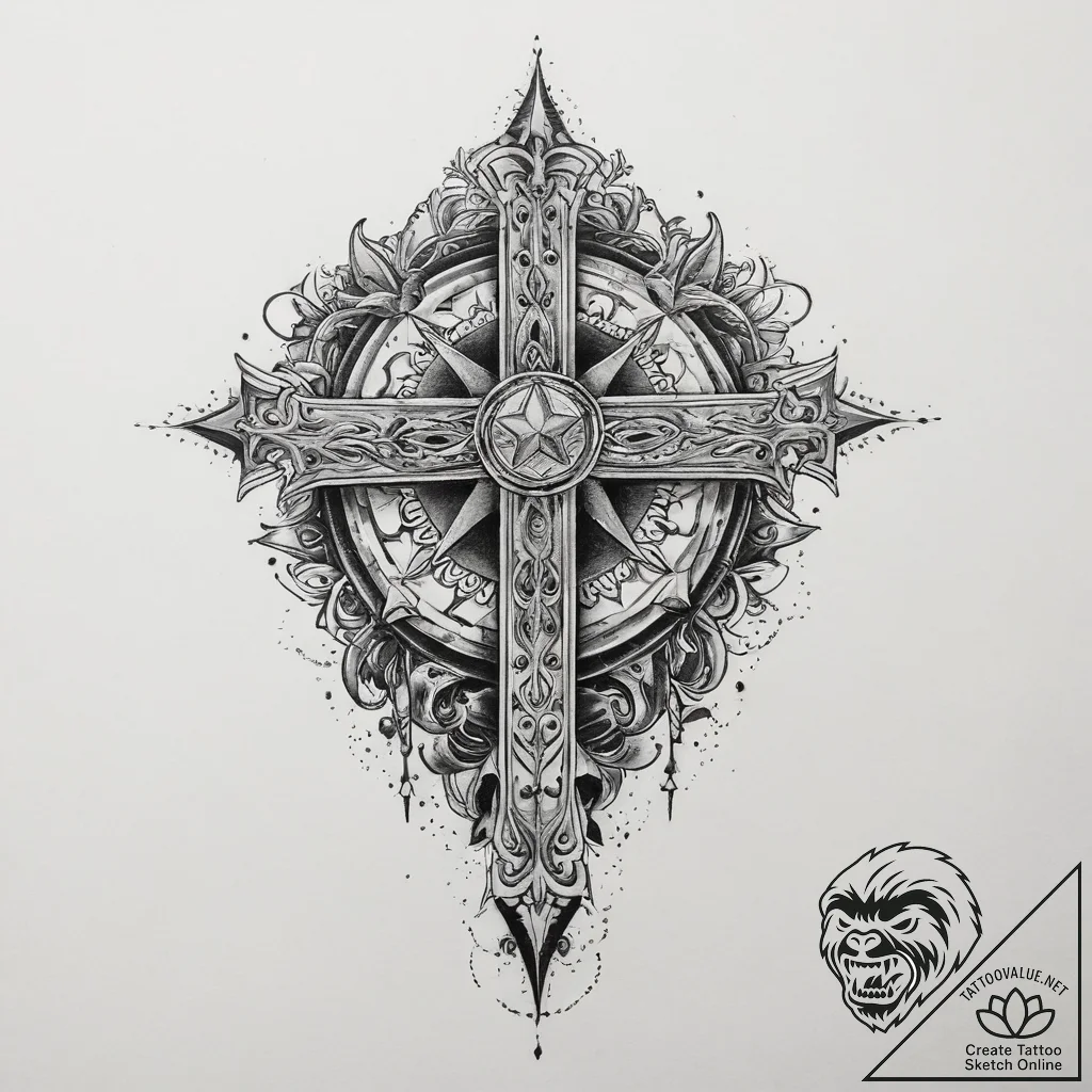 Tattoo sketch crop top with a star, concept a... - tattoo sketch (№1759791192_0, 06.10.2025 22:53) — tattoovalue.net