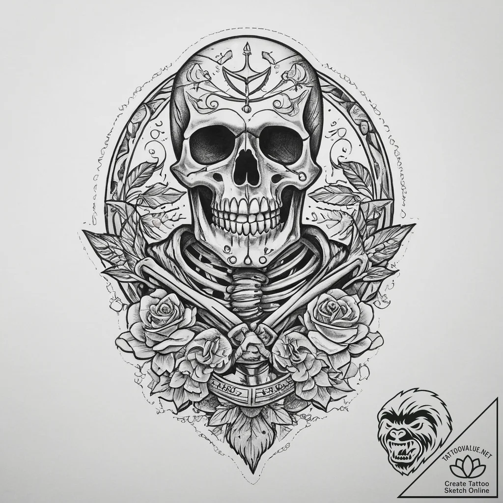 Tattoo sketch узор в виде скелета, tattoo dra... - tattoo sketch (№1759791627_0, 06.10.2025 23:00) — tattoovalue.net