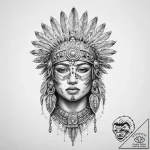 Tattoo sketch aztec warrior with a headdress,… – tattoo sketch (№1759794661_0, 06.10.2025 23:51) — tattoovalue.net