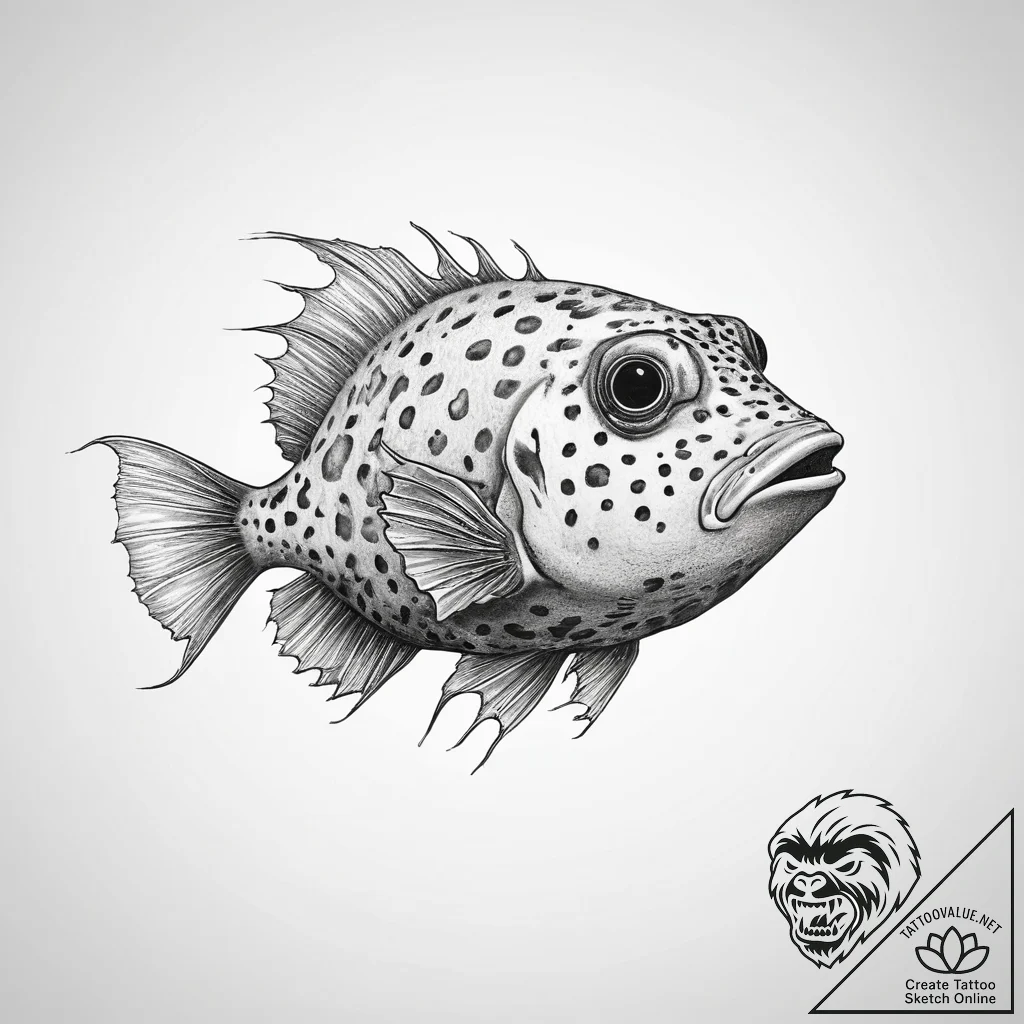 Tattoo sketch boxfish - tattoo sketch (№1759794877_0, 06.10.2025 23:54) — tattoovalue.net