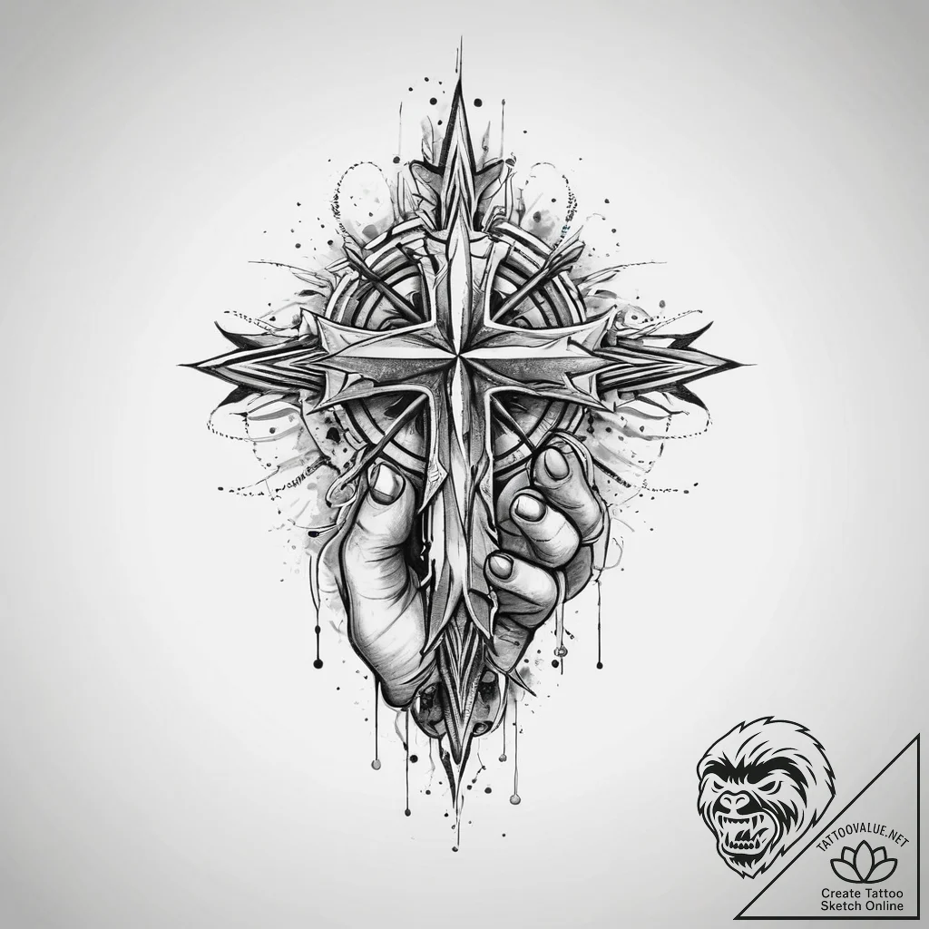 Tattoo sketch hands with a star, concept art... - tattoo sketch (№1759795757_0, 07.10.2025 00:09) — tattoovalue.net