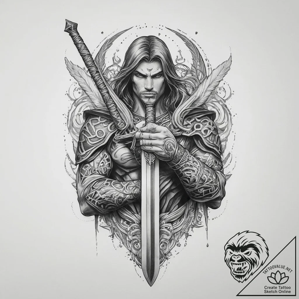 Tattoo sketch dobrynya nikitich, the epic her... - tattoo sketch (№1759797920_0, 07.10.2025 00:45) — tattoovalue.net