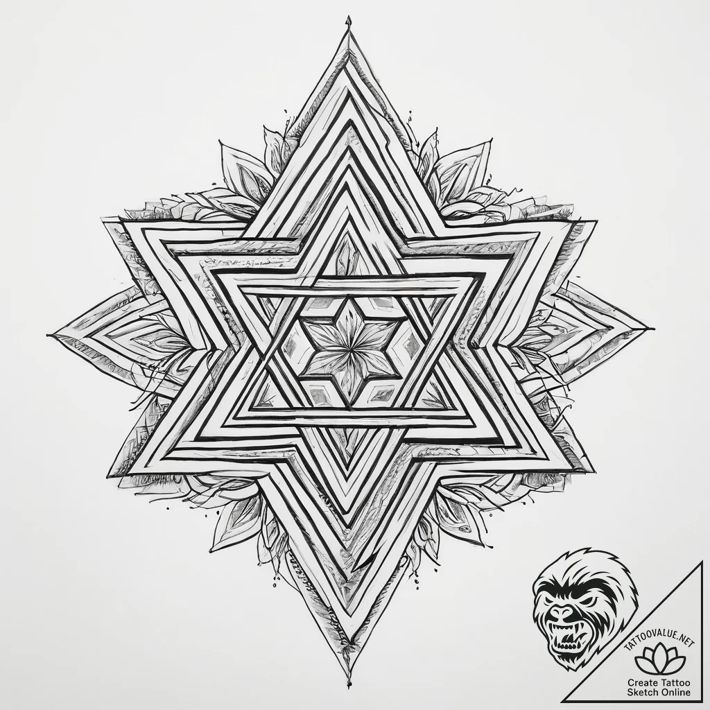 Tattoo sketch star of david with a quote, tat... - tattoo sketch (№1759798353_0, 07.10.2025 00:52) — tattoovalue.net
