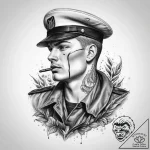 Tattoo sketch soldier with a pen, concept art… – tattoo sketch (№1759799440_0, 07.10.2025 01:10) — tattoovalue.net