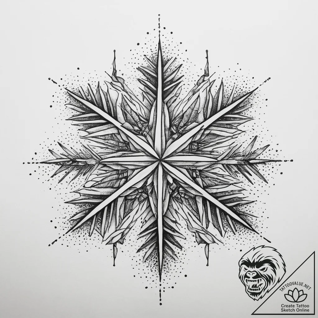 Tattoo sketch hagalaz rune with a snowflake a... - tattoo sketch (№1759800534_0, 07.10.2025 01:28) — tattoovalue.net