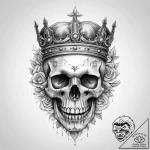 Tattoo sketch череп с короной – tattoo sketch (№1759801620_0, 07.10.2025 01:47) — tattoovalue.net