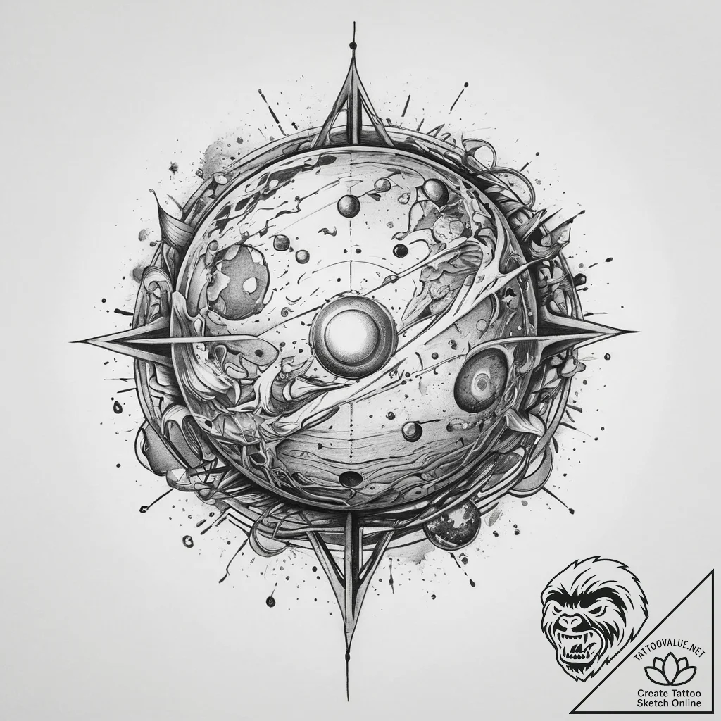 Tattoo sketch cosmic sphere, artistic tattoo... - tattoo sketch (№1759802268_0, 07.10.2025 01:57) — tattoovalue.net
