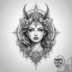 Tattoo sketch mystical portrayal – tattoo sketch (№1759803135_0, 07.10.2025 02:12) — tattoovalue.net