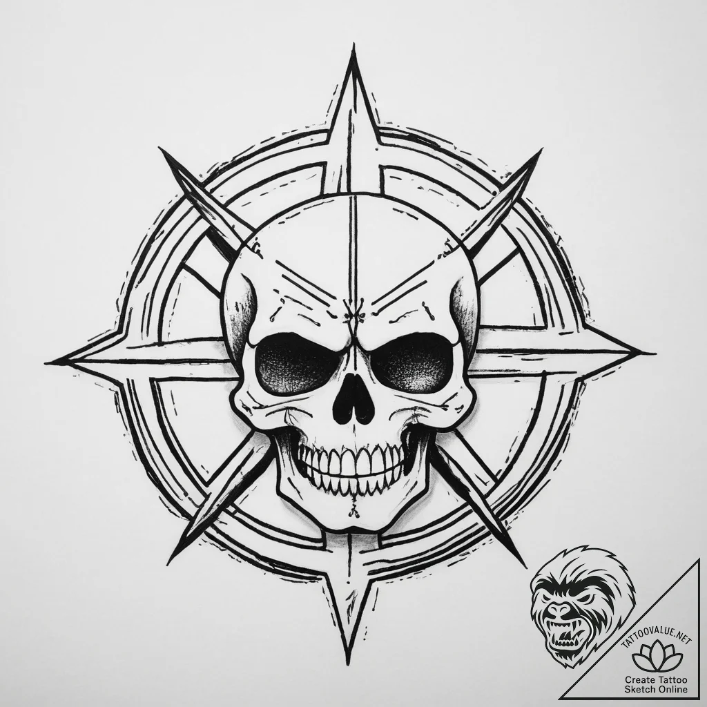 Tattoo sketch punk anarchy sign with a skull,... - tattoo sketch (№1759803570_0, 07.10.2025 02:19) — tattoovalue.net