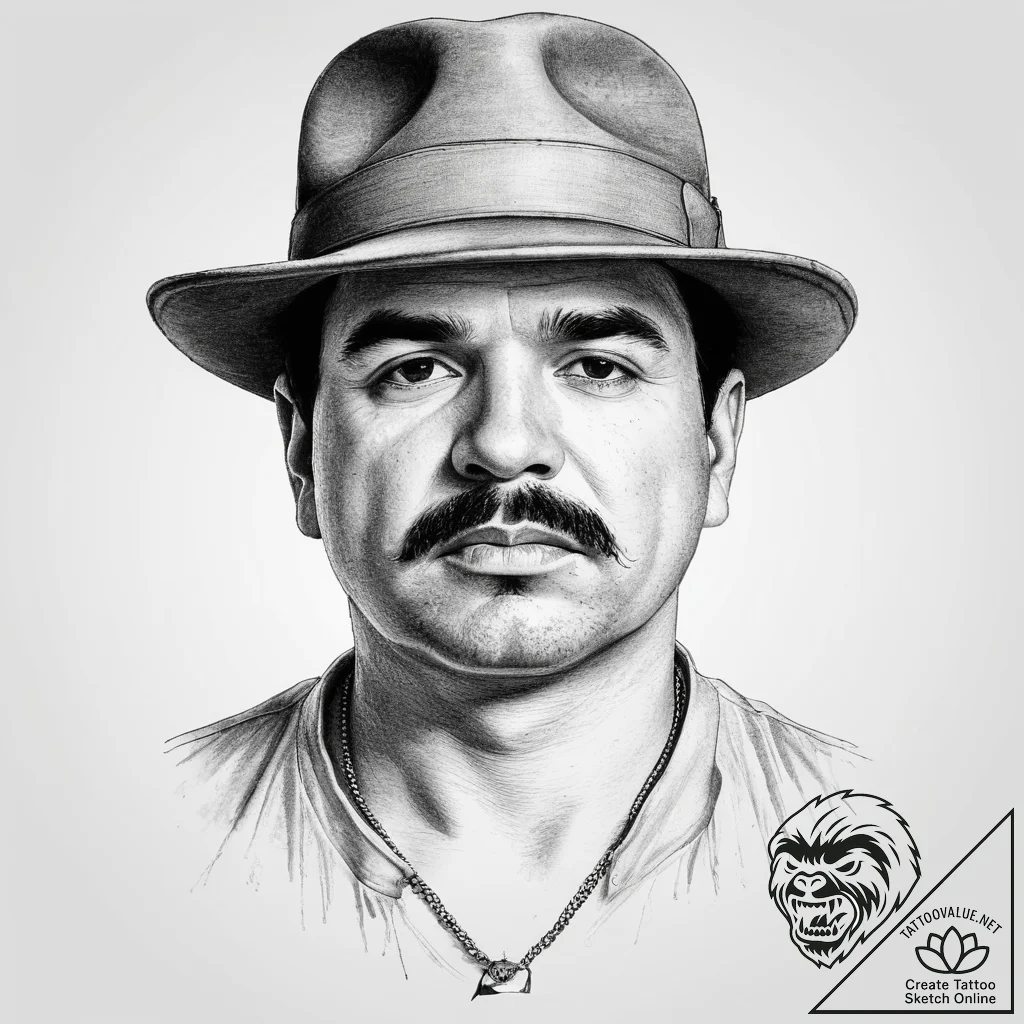 Tattoo sketch joaquin "el chapo" guzman with... - tattoo sketch (№1759803786_0, 07.10.2025 02:23) — tattoovalue.net