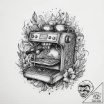 Tattoo sketch barista coffee machine, artisti… – tattoo sketch (№1759804435_0, 07.10.2025 02:33) — tattoovalue.net