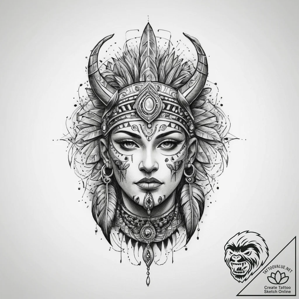 Tattoo sketch shaman, tattoo sketch design, o... - tattoo sketch (№1759804651_0, 07.10.2025 02:37) — tattoovalue.net