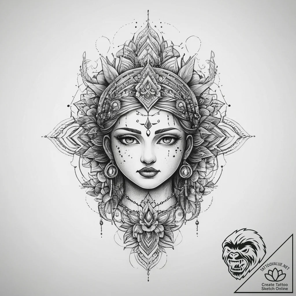 Tattoo sketch spiritual fount, tattoo line ar... - tattoo sketch (№1759805300_0, 07.10.2025 02:48) — tattoovalue.net
