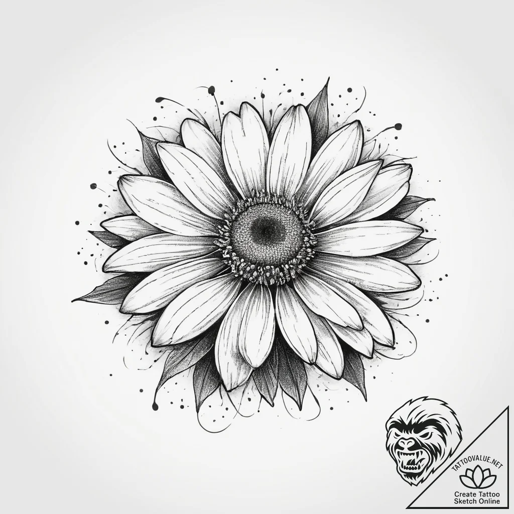 Tattoo sketch chamomile flower, artistic tatt... - tattoo sketch (№1759805733_0, 07.10.2025 02:55) — tattoovalue.net