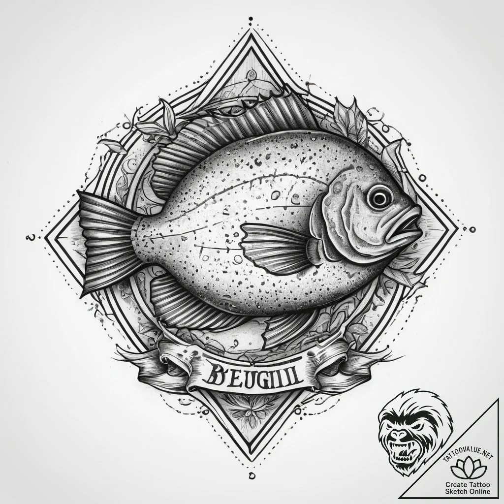 Tattoo sketch puns a bluegill that says "i'm... - tattoo sketch (№1759807034_0, 07.10.2025 03:17) — tattoovalue.net