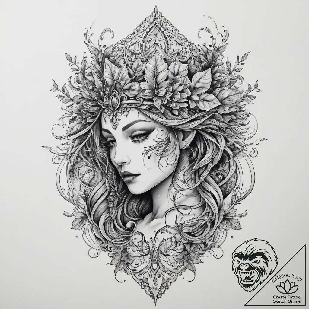 Tattoo sketch dryad tattoo, ink illustration... - tattoo sketch (№1759808118_0, 07.10.2025 03:35) — tattoovalue.net