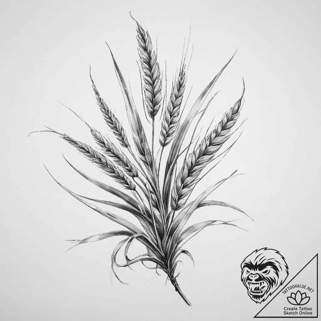 Tattoo sketch wheat, tattoo line art, soft wh... - tattoo sketch (№1759810077_0, 07.10.2025 04:07) — tattoovalue.net