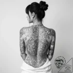 Tattoo sketch fine line of a person’s back – tattoo sketch (№1759811380_0, 07.10.2025 04:29) — tattoovalue.net