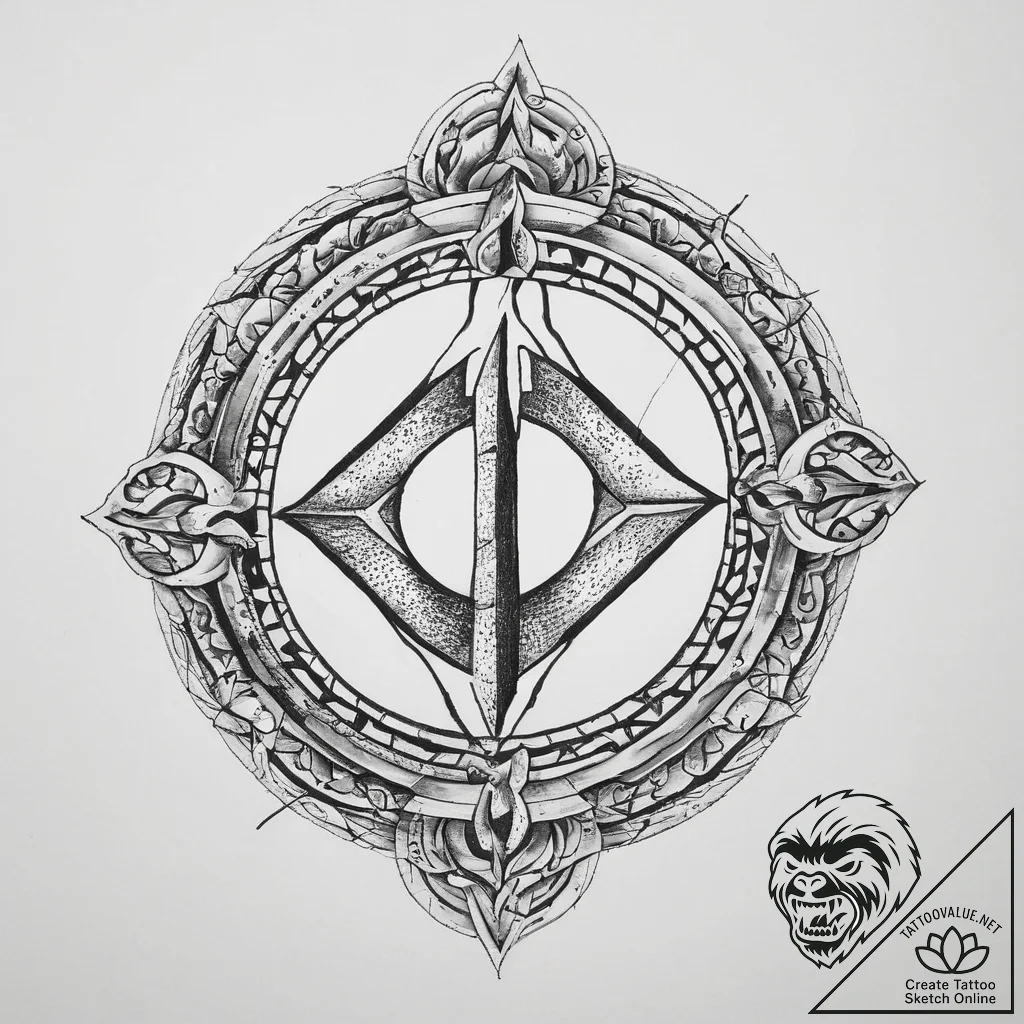 Tattoo sketch ehwaz rune with a moon, tattoo... - tattoo sketch (№1759812466_0, 07.10.2025 04:47) — tattoovalue.net