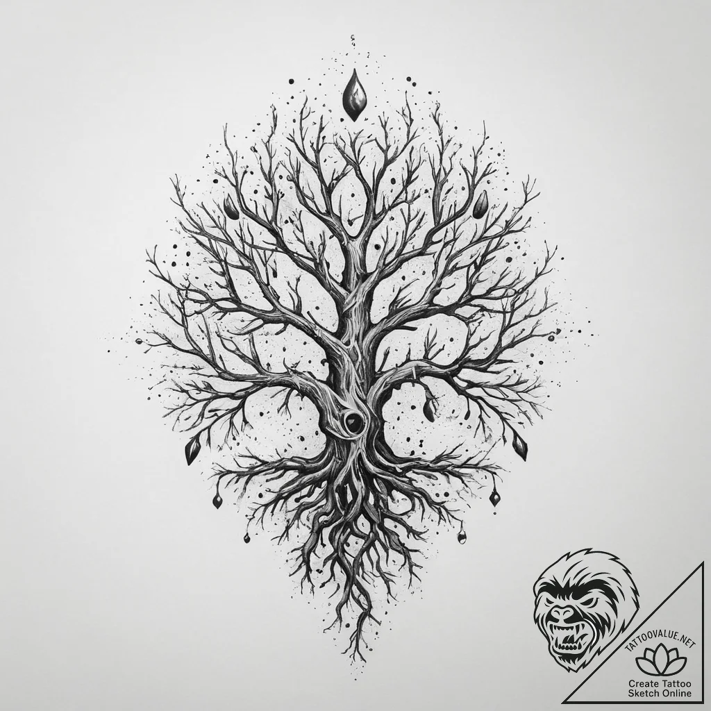Tattoo sketch cosmic root, ink illustration f... - tattoo sketch (№1759814207_0, 07.10.2025 05:16) — tattoovalue.net