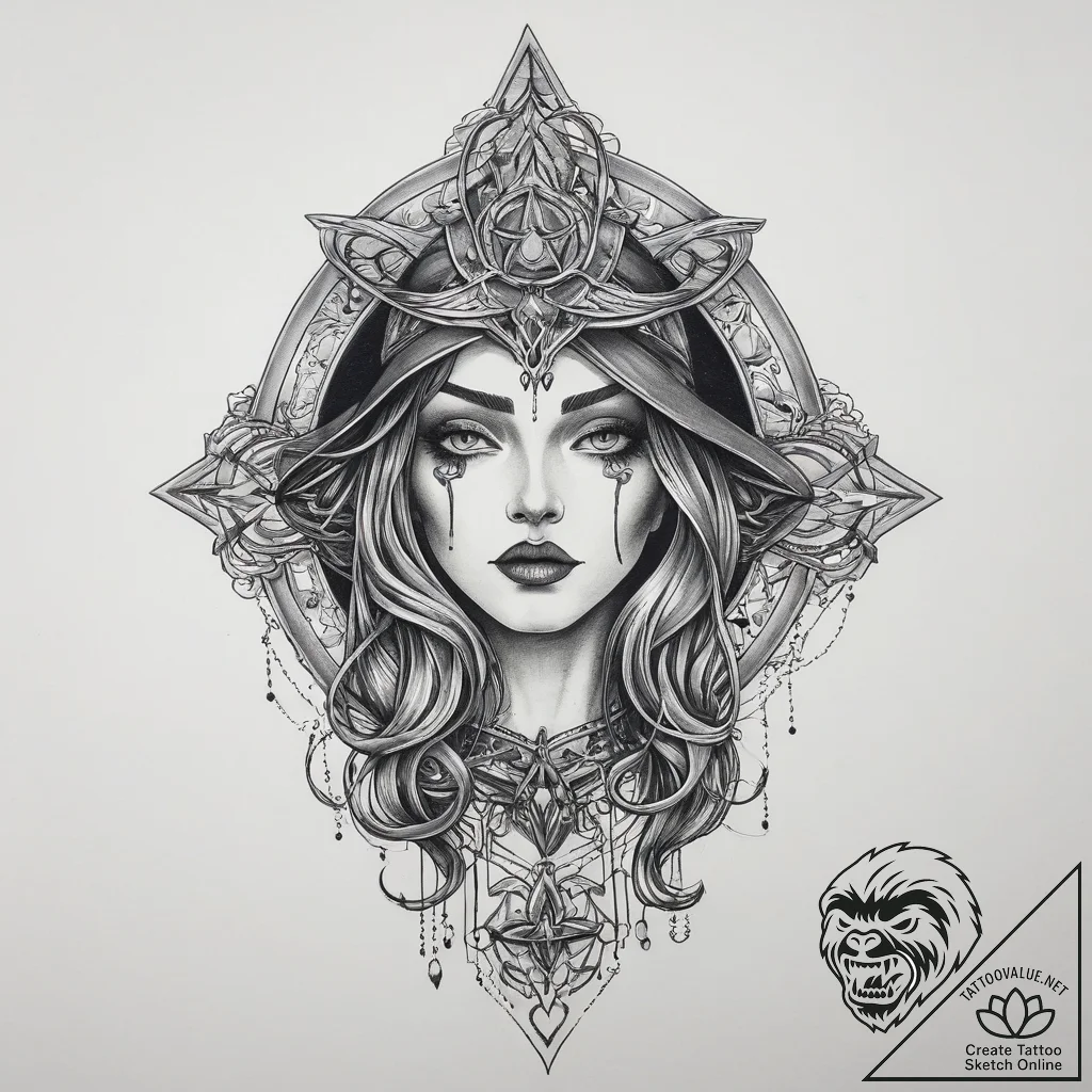 Tattoo sketch witch tattoo, concept art for t... - tattoo sketch (№1759815286_0, 07.10.2025 05:34) — tattoovalue.net