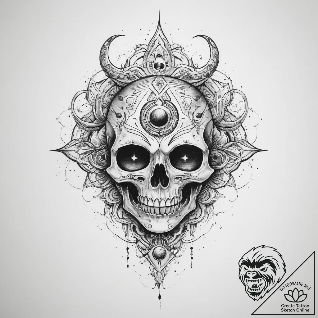 Tattoo sketch cosmic ghost - tattoo sketch (№1759816581_0, 07.10.2025 05:56) — tattoovalue.net