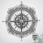 Tattoo sketch compass with a flag, concept ar… – tattoo sketch (№1759817465_0, 07.10.2025 06:11) — tattoovalue.net