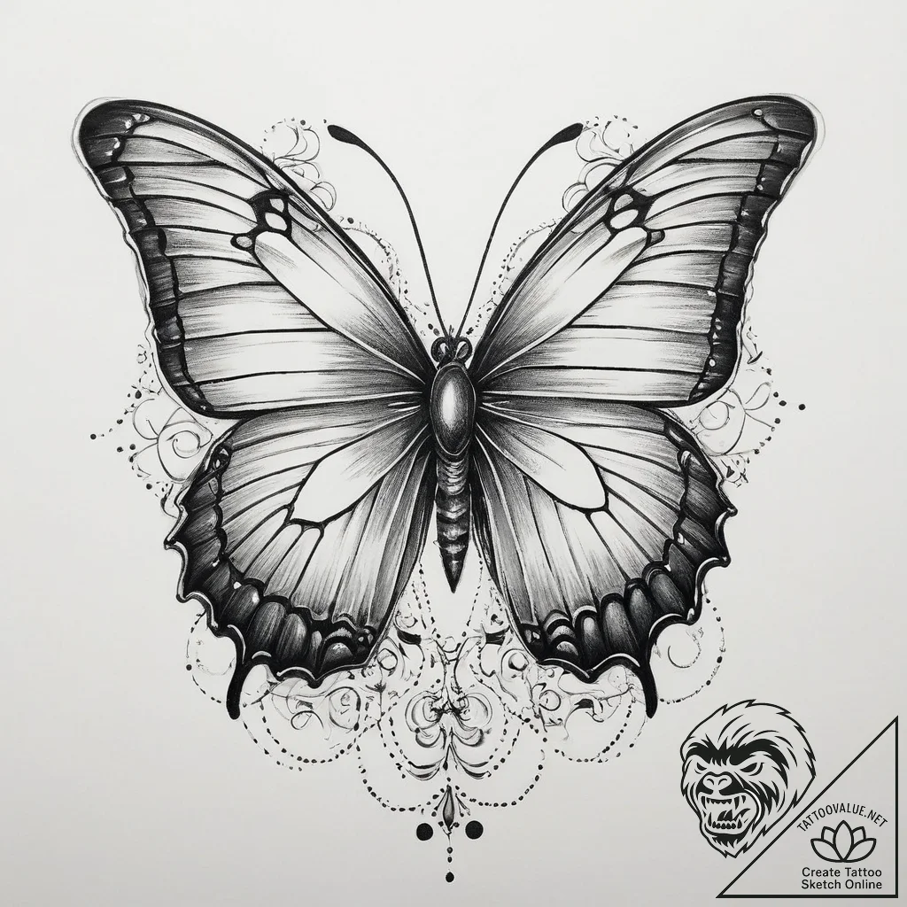 Tattoo sketch pleated skirt with a butterfly,... - tattoo sketch (№1759817684_0, 07.10.2025 06:14) — tattoovalue.net