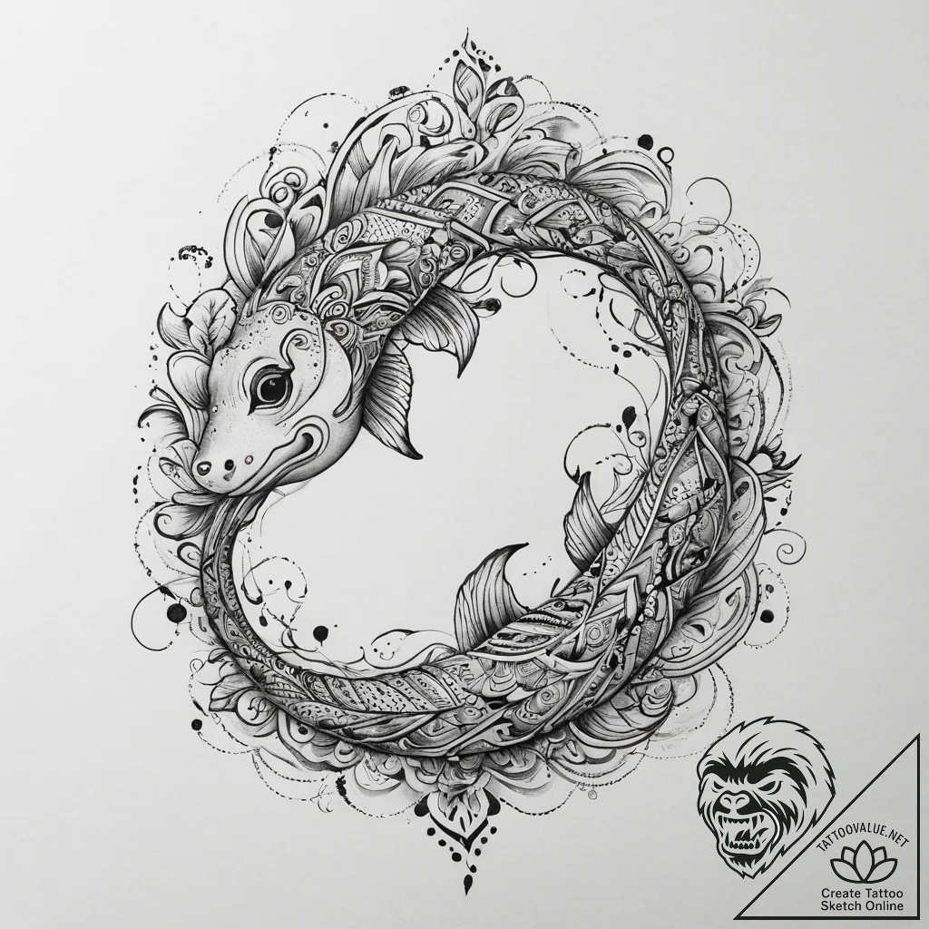 Tattoo sketch kuhli loach, ink illustration f... - tattoo sketch (№1759818344_0, 07.10.2025 06:25) — tattoovalue.net